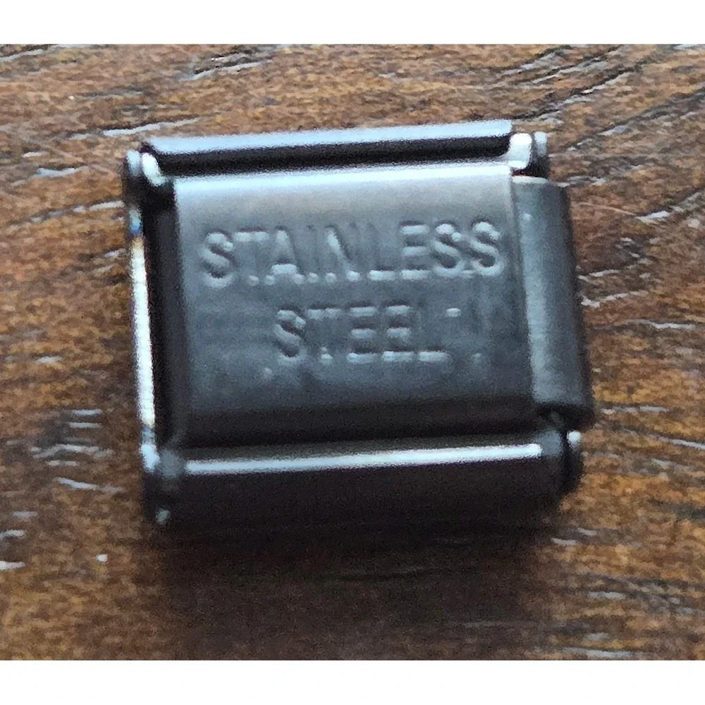 Pink Lips Italian Charm Link Black Stainless Steel 9mm Modular Bracelet Charm